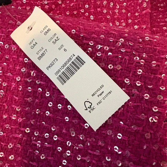 JCrew Pink Sleeveless Tweed Sequin Sheath Dress, size 6. NWT - Picture 3 of 7